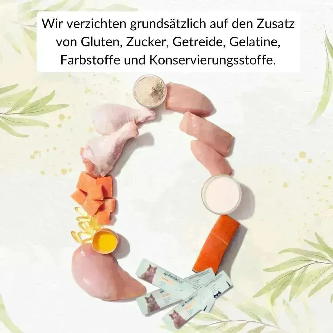 Reine Zutaten ohne Zusatzstoffe für hochwertige Katzensnacks  – rumblebox
