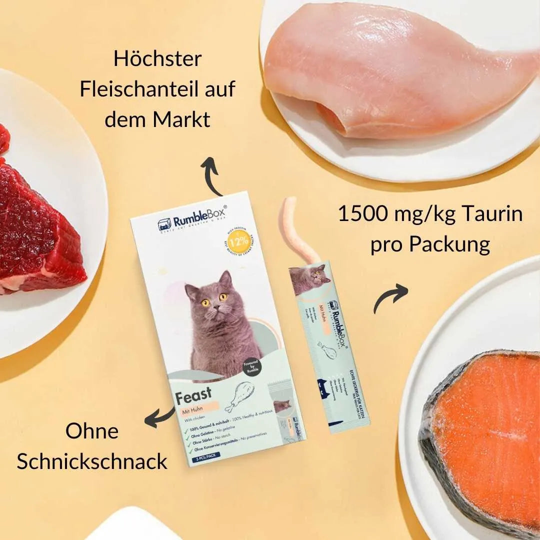 Lachs-Schleckpaste mit höchstem Fleischanteil auf dem Markt, 1500 mg/kg Taurin, ohne Schnickschnack – Rumblebox