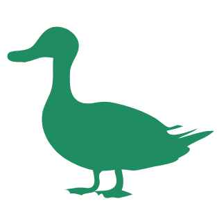 Grüne Silhouette einer Ente.
