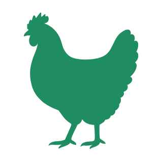 Grüne Silhouette eines Huhns.